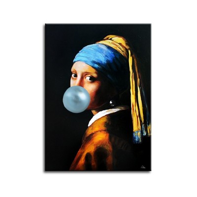 Obraz olejny dziewczyna z gumą