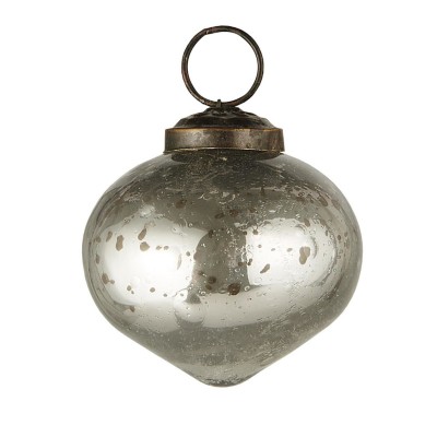 Bomka świąteczna w kształcie bańki szklanej srebro